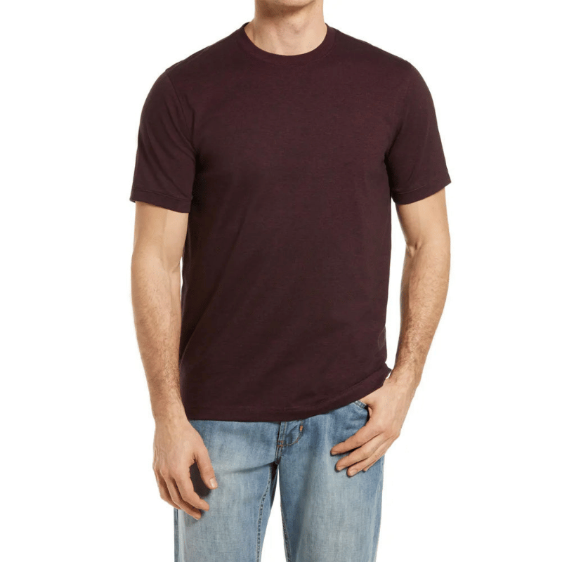 C.Kay's Designs Burgundy Heather Cotton T-Shirt for Men, Short Sleeve Crew Neck Tee