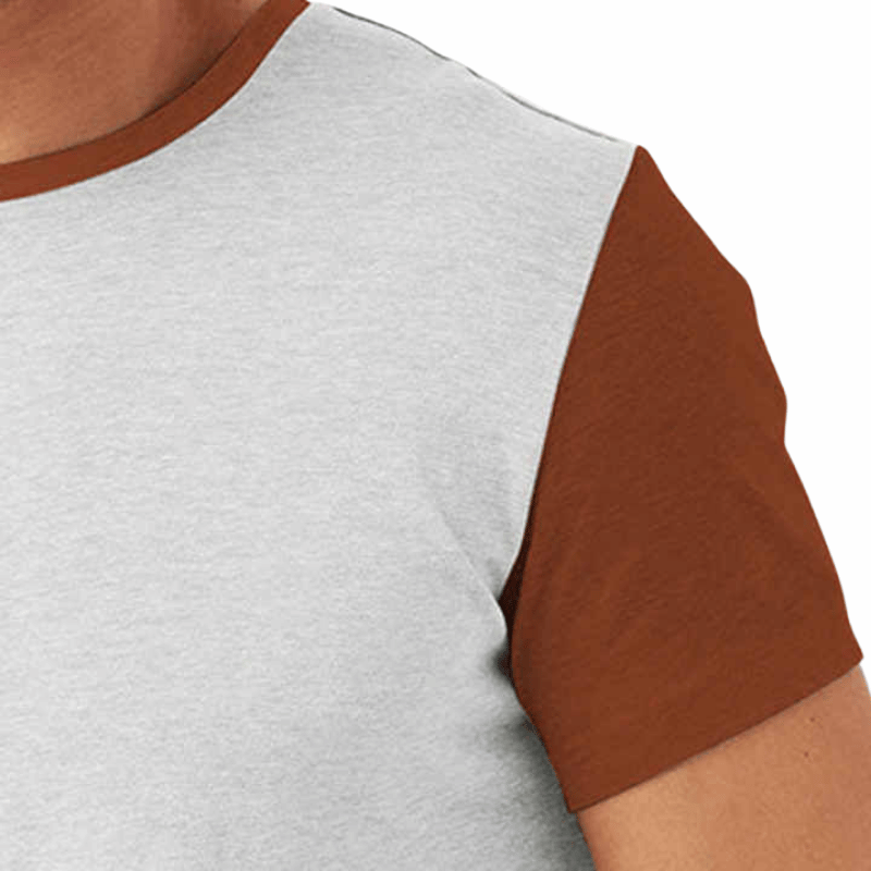 C.Kay's Designs Rust Diagonal Colour Block Cotton T-Shirt for Men, Short Sleeve Crew Neck Tee