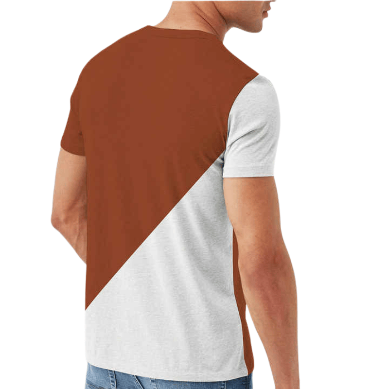 C.Kay's Designs Rust Diagonal Colour Block Cotton T-Shirt for Men, Short Sleeve Crew Neck Tee
