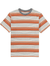 C.Kay's Designs Orange Retro Stripe Cotton T-Shirt for Men, Short Sleeve Crew Neck Tee with Contrast Collar