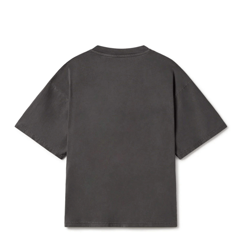 C.Kay's Designs Charcoal Washed Oversized Cotton T-Shirt for Men, Boxy Drop Shoulder Tee with Faded Finish