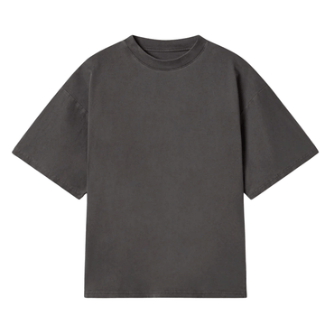 C.Kay's Designs Charcoal Washed Oversized Cotton T-Shirt for Men, Boxy Drop Shoulder Tee with Faded Finish
