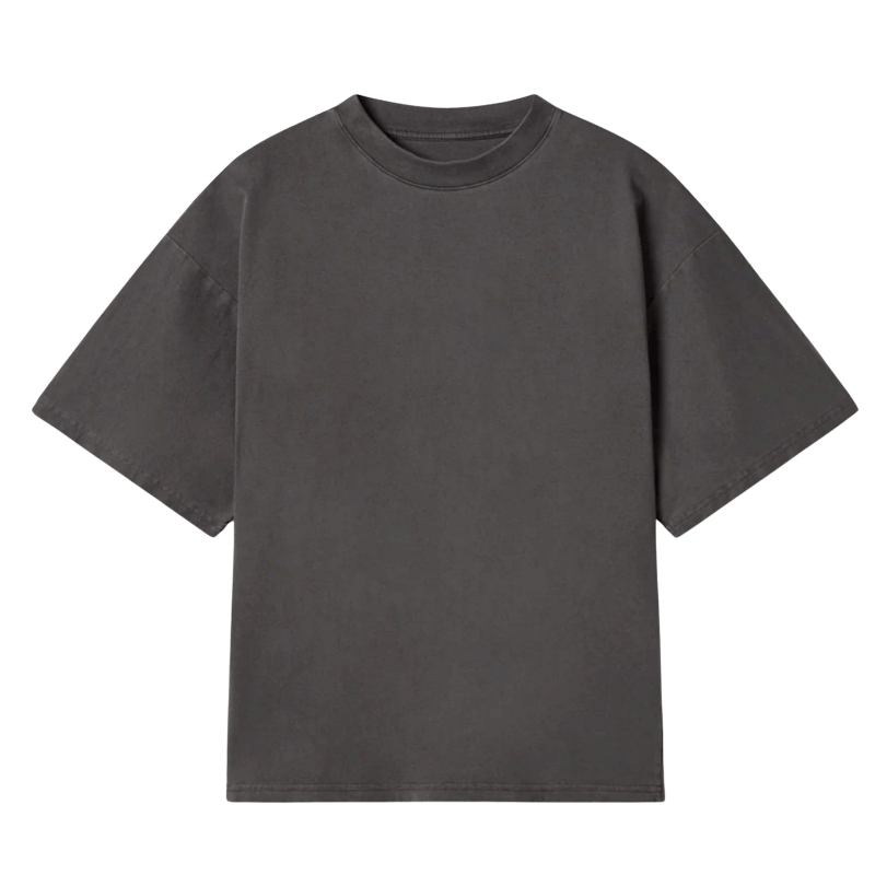 C.Kay's Designs Charcoal Washed Oversized Cotton T-Shirt for Men, Boxy Drop Shoulder Tee with Faded Finish