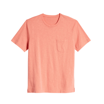 C.Kay's Designs Coral Slub Cotton Pocket T-Shirt for Men, Short Sleeve Crew Neck Tee with Chest Pocket