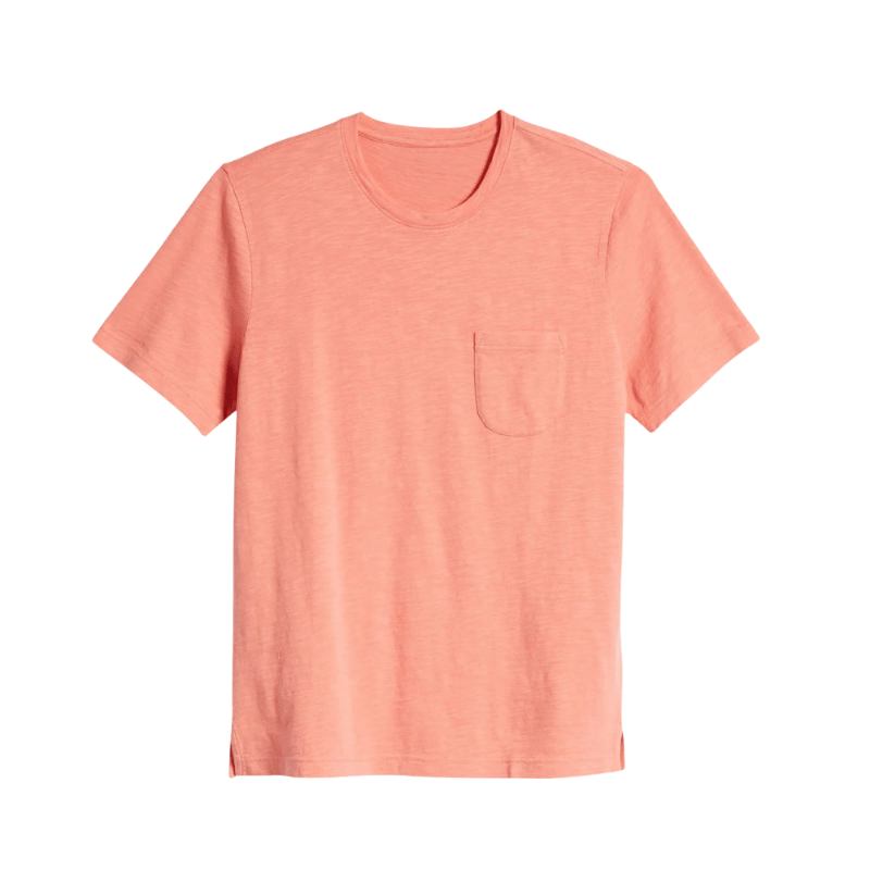C.Kay's Designs Coral Slub Cotton Pocket T-Shirt for Men, Short Sleeve Crew Neck Tee with Chest Pocket