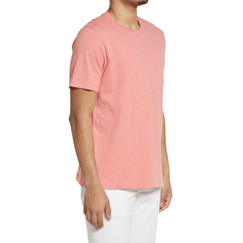 C.Kay's Designs Coral Slub Cotton Pocket T-Shirt for Men, Short Sleeve Crew Neck Tee with Chest Pocket