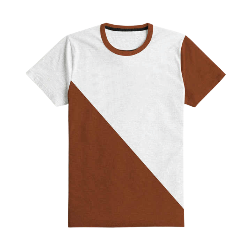 C.Kay's Designs Rust Diagonal Colour Block Cotton T-Shirt for Men, Short Sleeve Crew Neck Tee